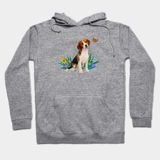 A Beagle Watches a Butterfly Hoodie